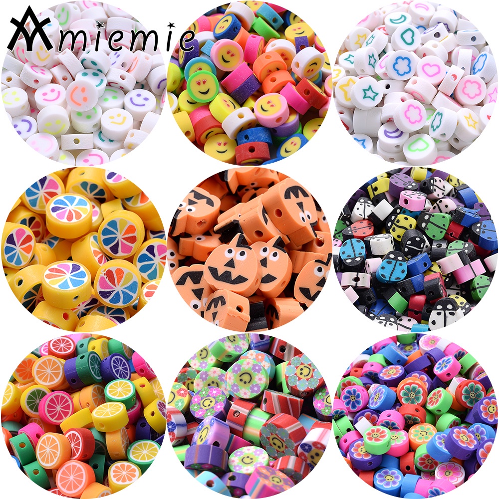 Bộ 30 Hạt Xỏ Lỗ 10mm Màu Cầu Vồng Hoạt Hình
