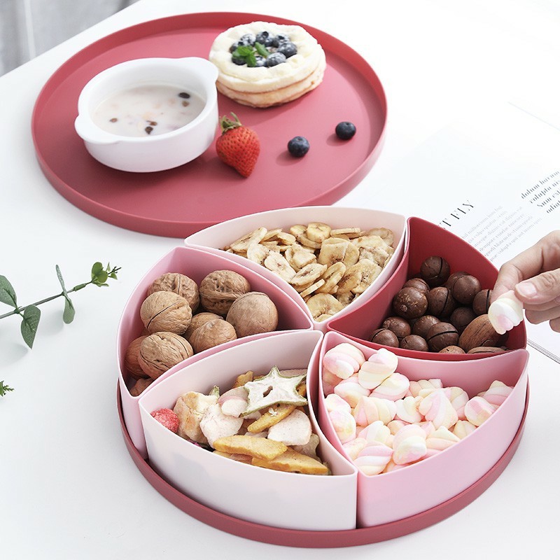 Khay đựng mứt tết 4 ngăn bằng nhựa