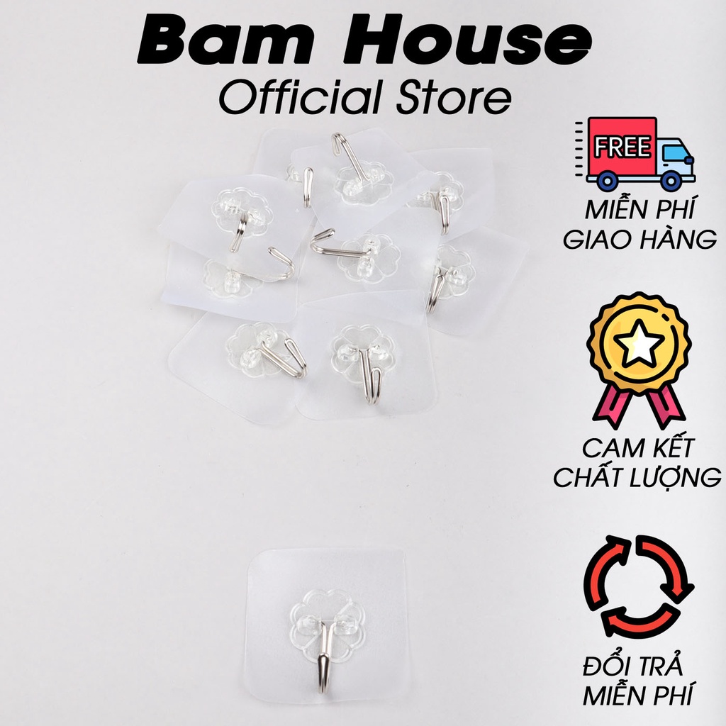 Set 10 móc treo dán tường Bam House cường lực trong suốt cao cấp TS02 – BamBam Store