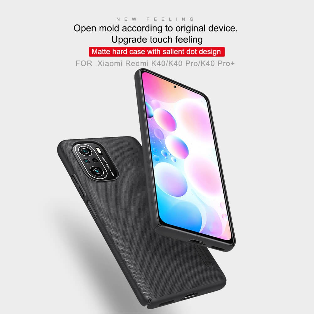 Ốp Lưng Nillkin Xiaomi Redmi K40, K40 Pro, K40 Pro Plus, Mi11i, Poco F3 ốp cứng, đen,chống bám vân tay (tặng giá đỡ)