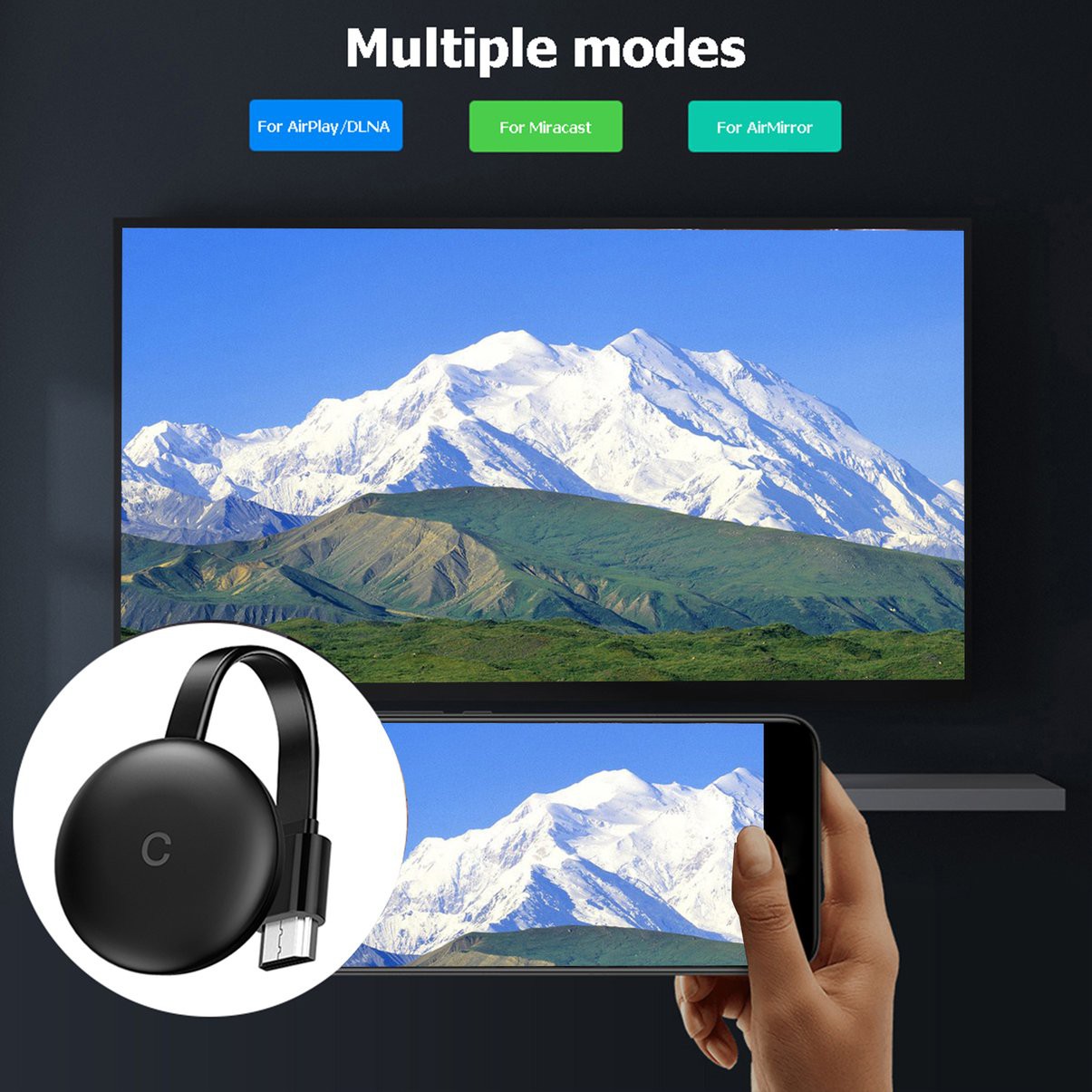 Đầu Thu Tín Hiệu Wifi Không Dây C12 1080p Hdmi-Compatible Cho Airplay | BigBuy360 - bigbuy360.vn