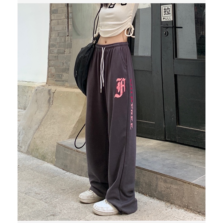 Quần Thể Thao Rút Dây In Họa Tiết Phong Cách Retro Mùa Thu Mới Cho Nữ