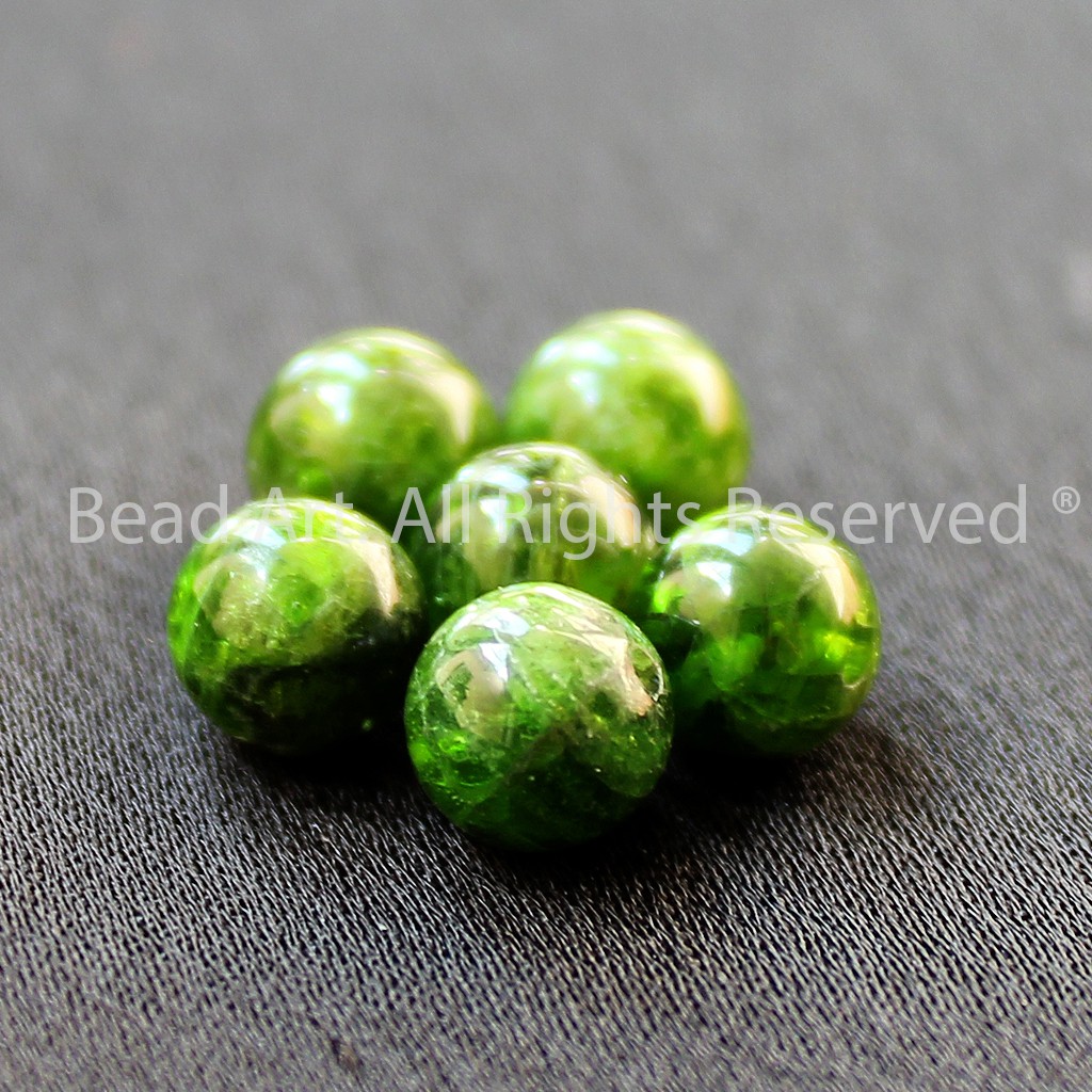 [ 1 Hạt] 6MM Diopside Xanh Lá, Đá Phối Vòng Tay Phong Thuỷ, Chuỗi Hạt, Mệnh Mộc, Hoả S37 - Bead Art