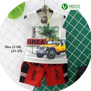 Bộ thun veco bé trai sát nách 28-34kg