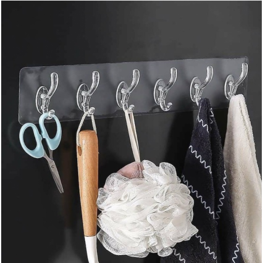 Thanh Dán Tường 6 Móc Treo Đồ Chắc Chắn