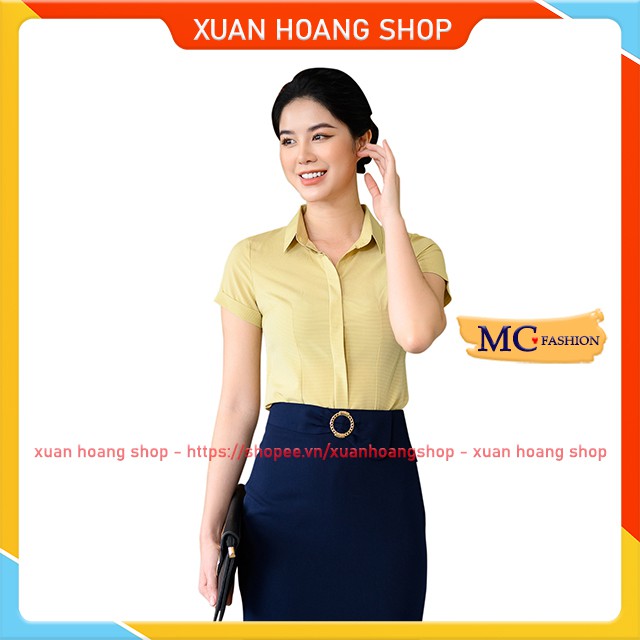 Áo Sơ Mi Nữ Tay Ngắn Kiểu Dáng Công Sở Đẹp, Màu Hồng, Trắng, Xanh, Đỏ, Tay Ngắn Cộc, Kẻ Sọc Caro Mc Fashion A681