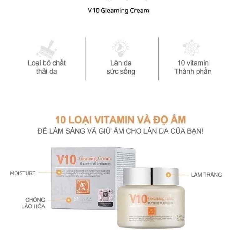 Kem dưỡng trắng da v10 skinaz hàn quốc chính hãng