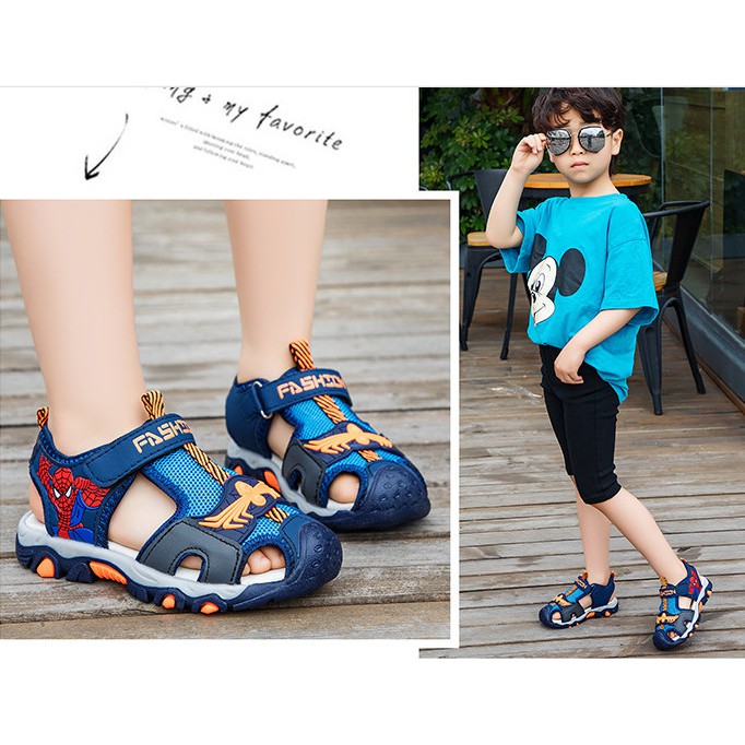 ( FORM TO )Sandal bịt mũi bé trai Spider Man [Rẻ vô địch] dép bé trai cao cấp chất đẹp đế mềm đi siêu êm chân