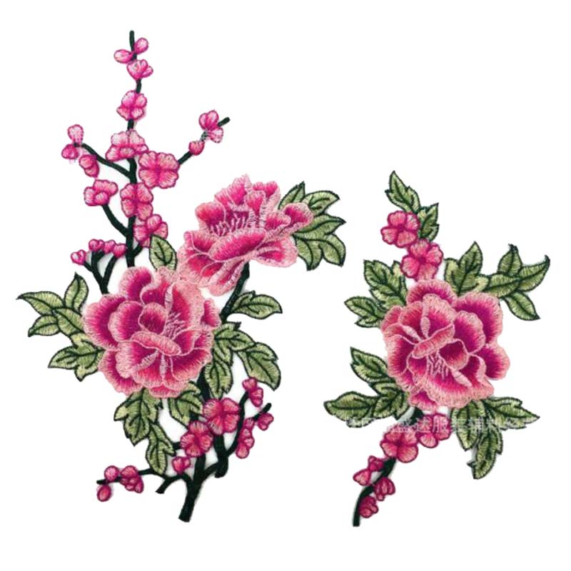 Bộ 2 Sticker Ủi Thêu Hình Hoa Hồng