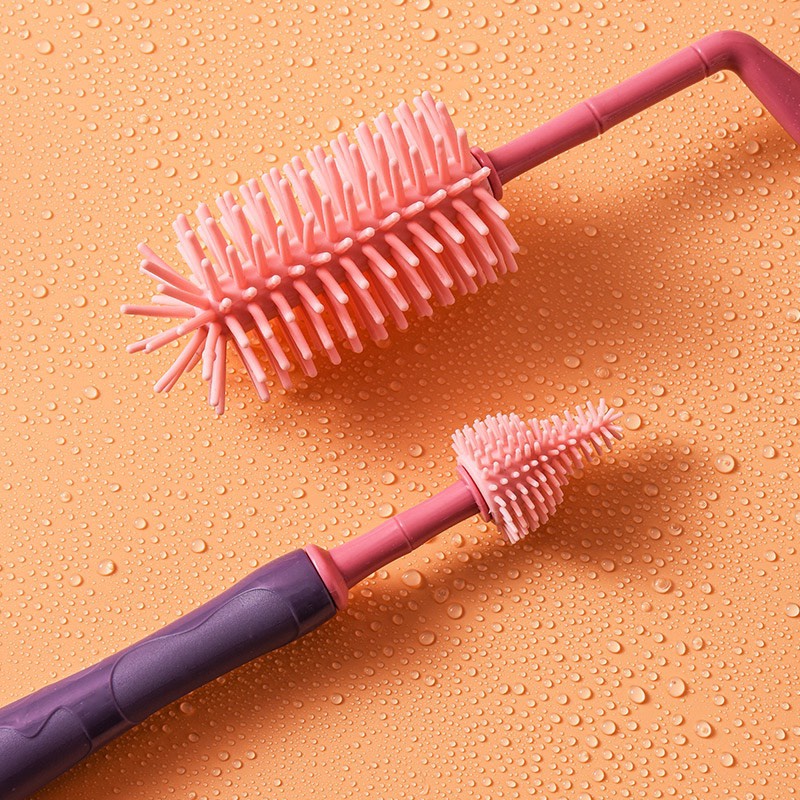 Cọ bình sữa silicon cho bé loại cao cấp 3 chi tiết xoay 360 độ