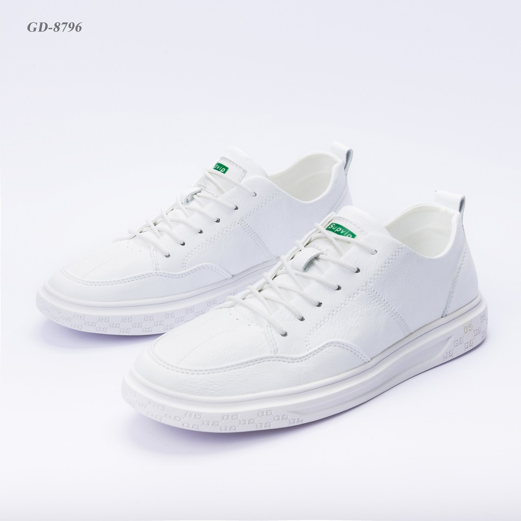 Giày nam sneaker màu trắng chất liệu da mềm êm chân kiểu dáng hàn quốc GD8796