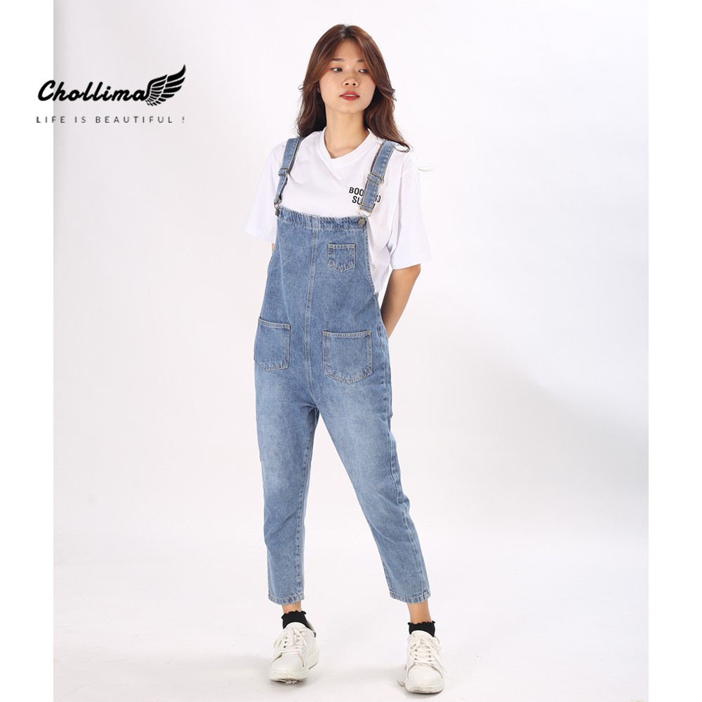 Yếm jeans dài trơn Chollima YJ001 phong cách hàn quốc
