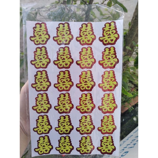 Decal trái tim dán trầu cau, trái cây, trang trí mâm quả
