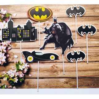 trang trí bánh kem [FREESHIP❤️] Set cắm giấy batman - đồ trang trí bánh sinh nhật