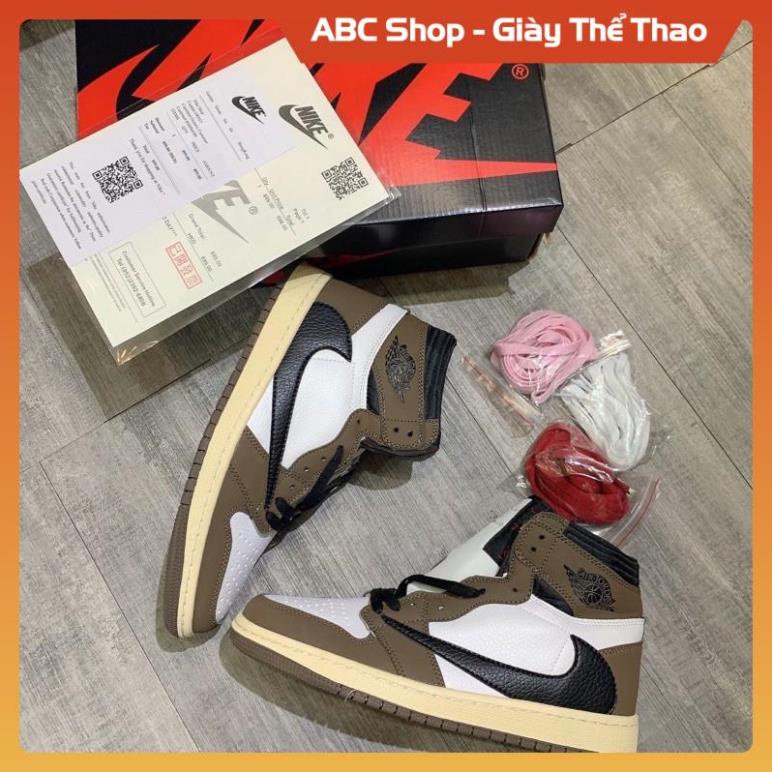 [FreeShip+ Hàng Cao Cấp] Giày Sneaker  jd1 travis scot full phụ kiện, Giầy Jd1 Nâu đen trắng hót trend