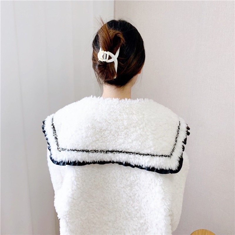 Áo Khoác nỉ lông mềm tiểu thư một màu cổ bẻ viền bèo xung quanh from chuẩn ảnh Ulzzang,dễ mặc,sang chảnh(video ảnh thật)