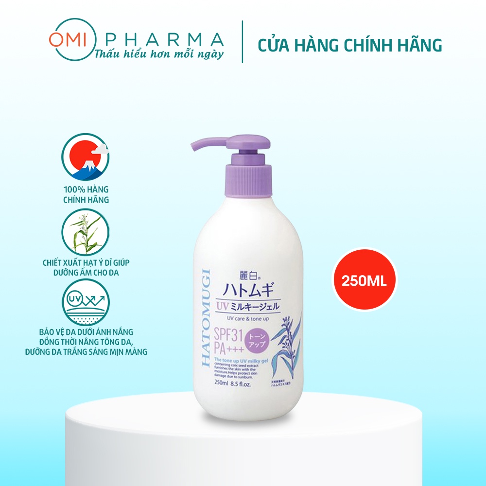 Sữa Dưỡng Thể Chống Nắng Dưỡng Da Trắng Hồng Nâng Tone Và Dưỡng Ẩm Da Hatomugi SPF31 PA +++ 250ml