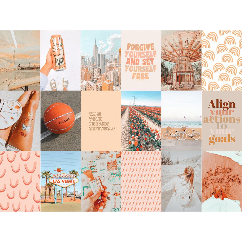 Wall Collage dán tường trang trí decor phòng ngủ - theme Peach Aesthetic