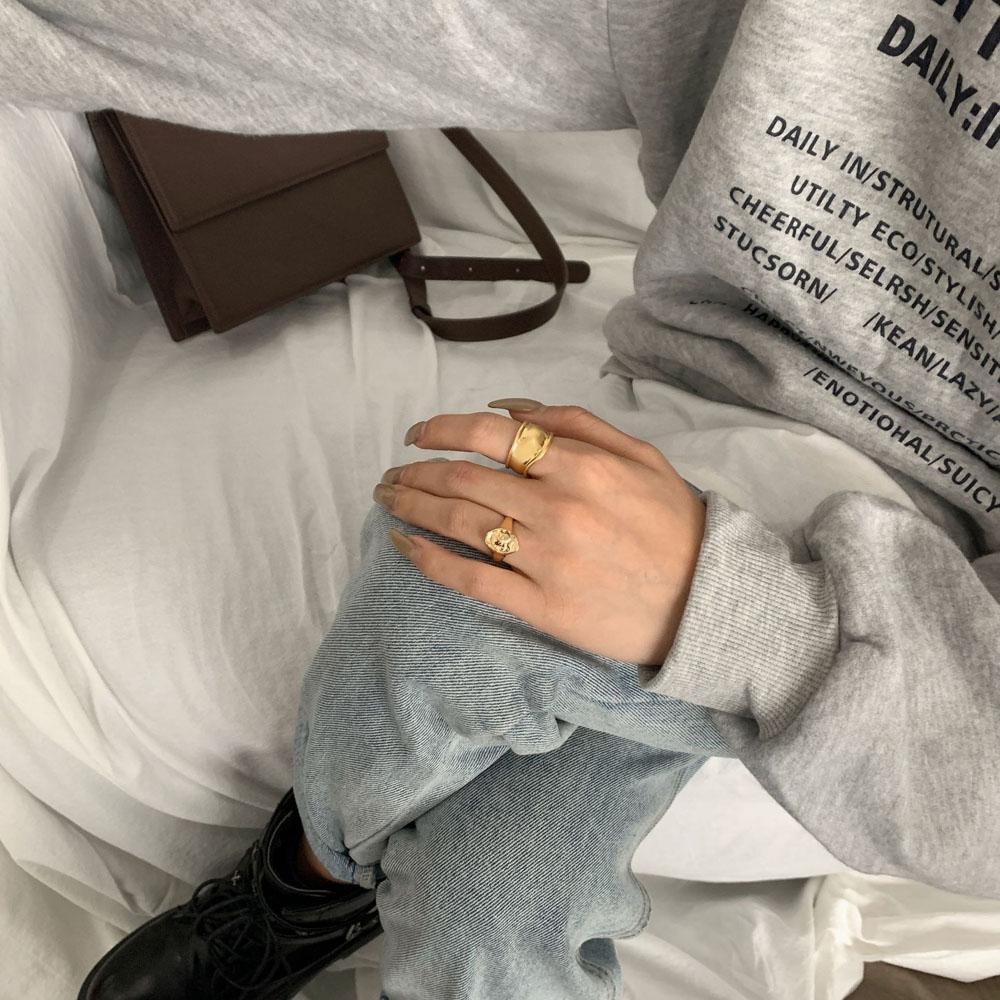 Nhẫn Cặp Đôi Tối Giản Mặt Hình Học Rộng Phong Cách Hàn Quốc Có Thể Điều Chỉnh