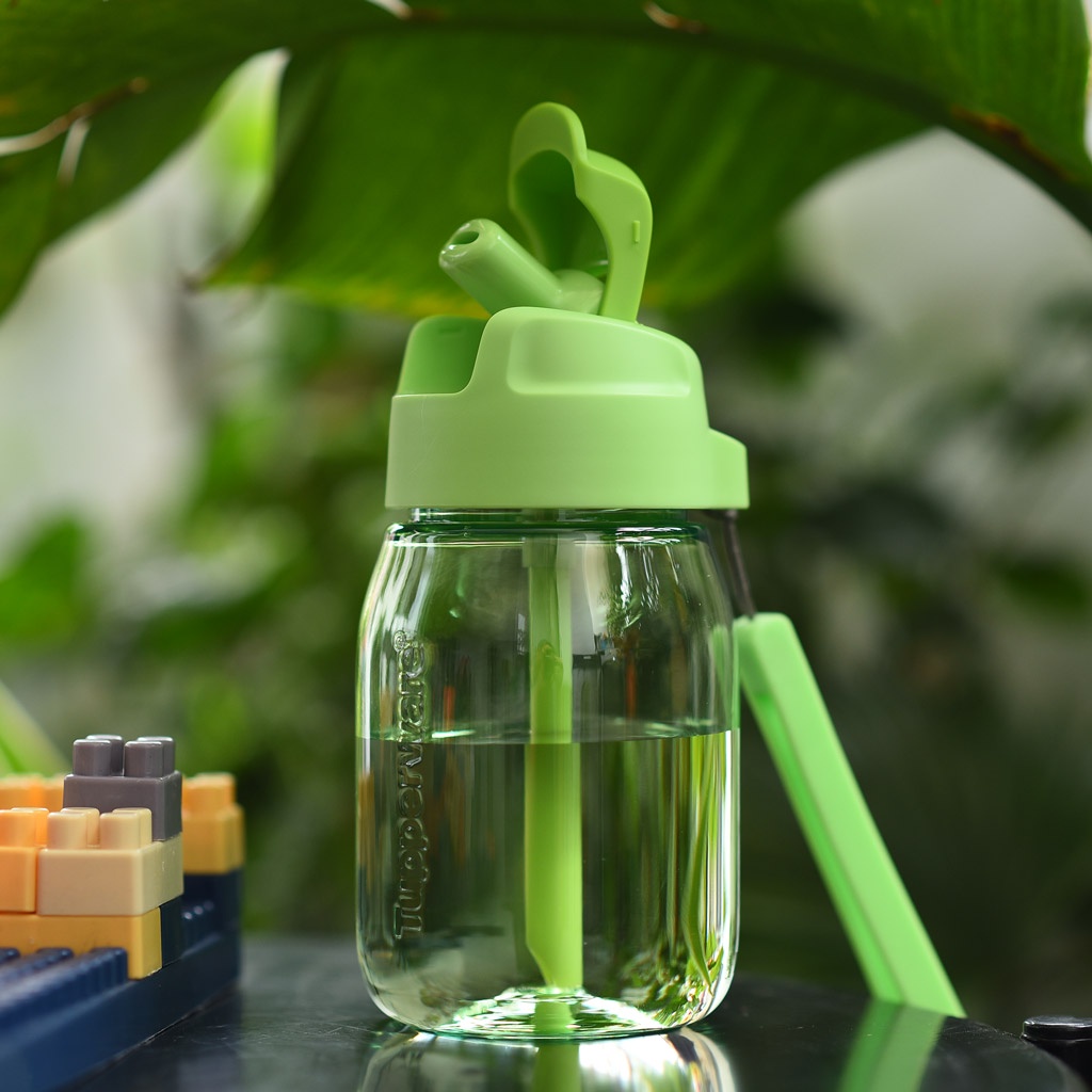 Bình nước Tupperware Mini Lohas 350ml - Bình nước có ống hút cho trẻ em tiện dụng trong suốt, màu đẹp