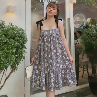 Đầm hoa cúc xòe 2 dây