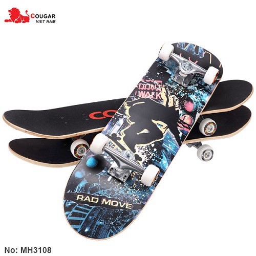 lTẶNG Túi dựng ván trượt+BỘ DỤNG CỤ| Ván trượt Skateboard gỗ Maple cao cấp 9 lớp ép, chính hãng Cougar MH3108 BBTGLOBAL