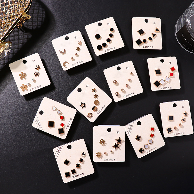 Set khuyên tai bằng thép không gỉ thời trang 2021 dành cho nữ