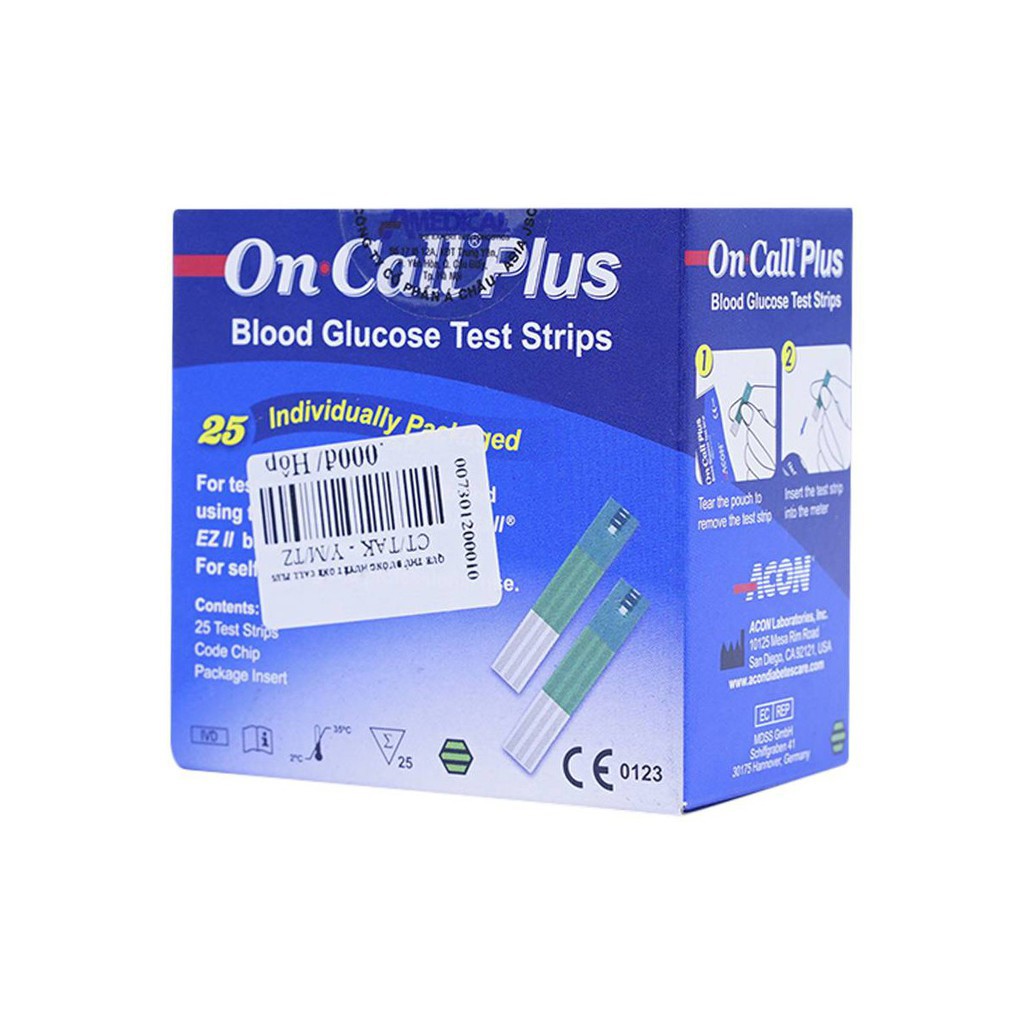 [Sản xuất tại Mỹ] Que thử đường huyết Acon On-Call Plus - Dùng Cho Máy Đo Đường Huyết On-Call Plus, On Call EZ, On Call