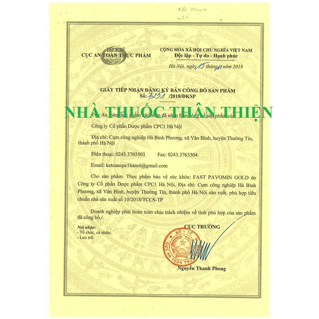 Fast pavomin GOLD- Hỗ trợ giảm các triệu chứng ốm nghén, tốt cho phát triển của thai nhi ( hộp 30 viên)