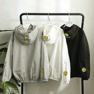 [HT126] Áo khoác dù icon mặt cười, hình thật trải sàn