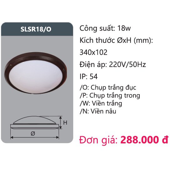 Đèn led mâm led ốp trần Duhal SLSR18OW SLRS18/O 18W ánh sáng trắng