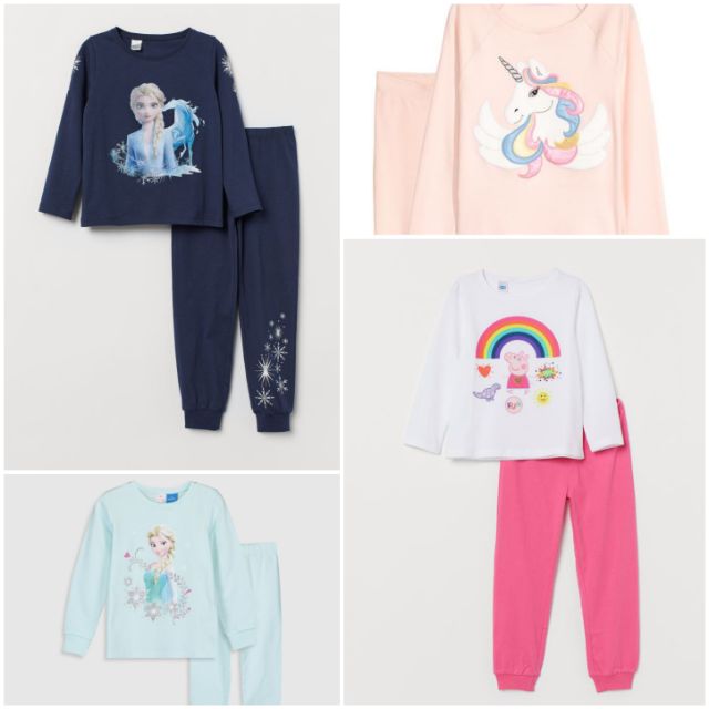 Bộ cotton dài tay HM cho bé gái 10-14kg