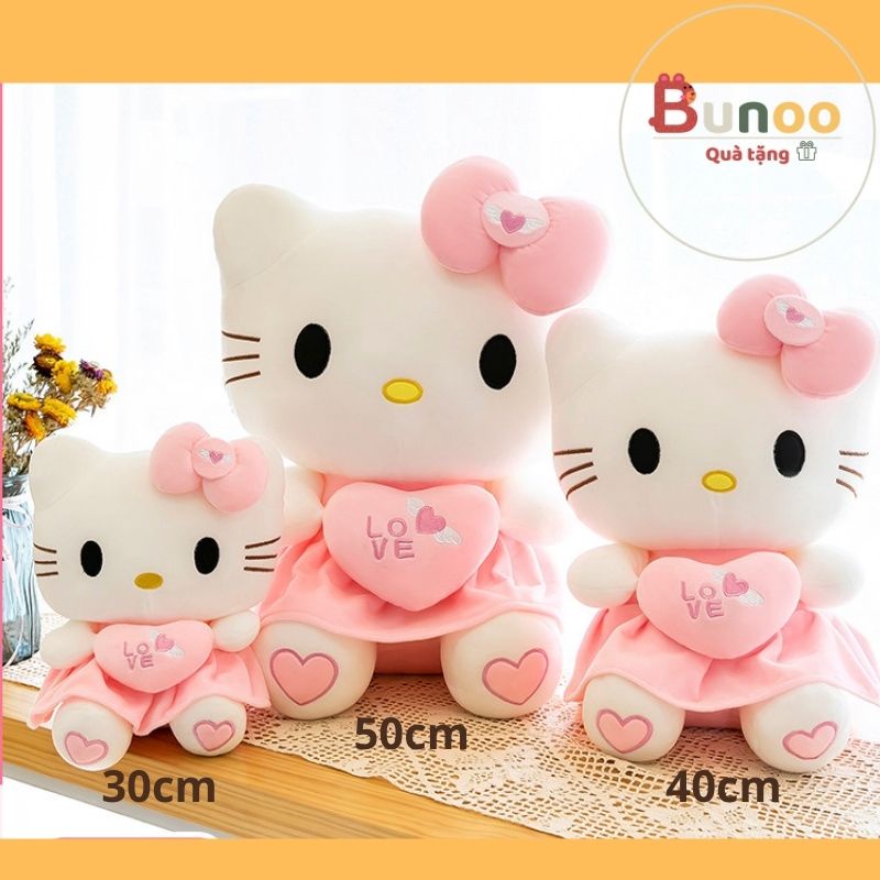 Gấu Bông Mèo Hello Kitty Váy Hồng Ôm Tim Kích Thước 35cm -45cm Bunoo shop