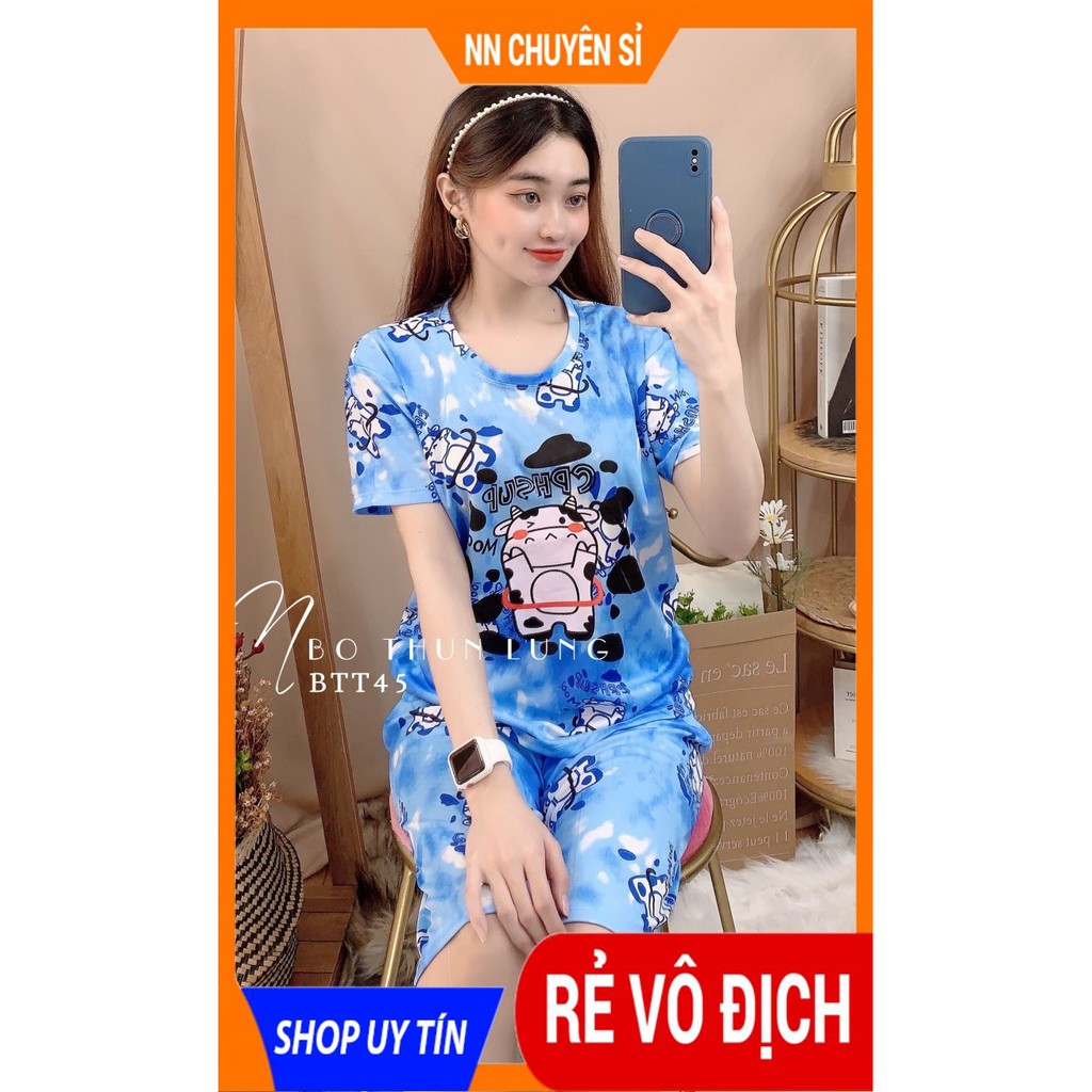 Đồ bộ thun lửng in hình mặc nhà cực xinh BTT45 ⚡Ảnh thật⚡ Đồ bộ nữ ⚡ Đồ bộ mặc nhà