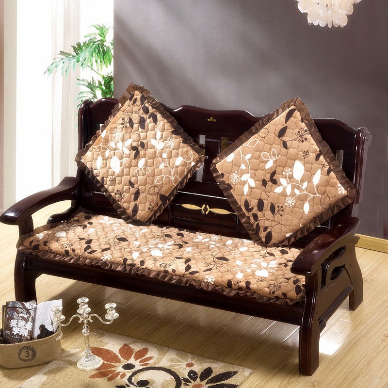 Vỏ Bọc Đệm Ghế Sofa Gỗ Chất Liệu Dày Dặn Chống Trượt Phù Hợp Với Mùa Đông