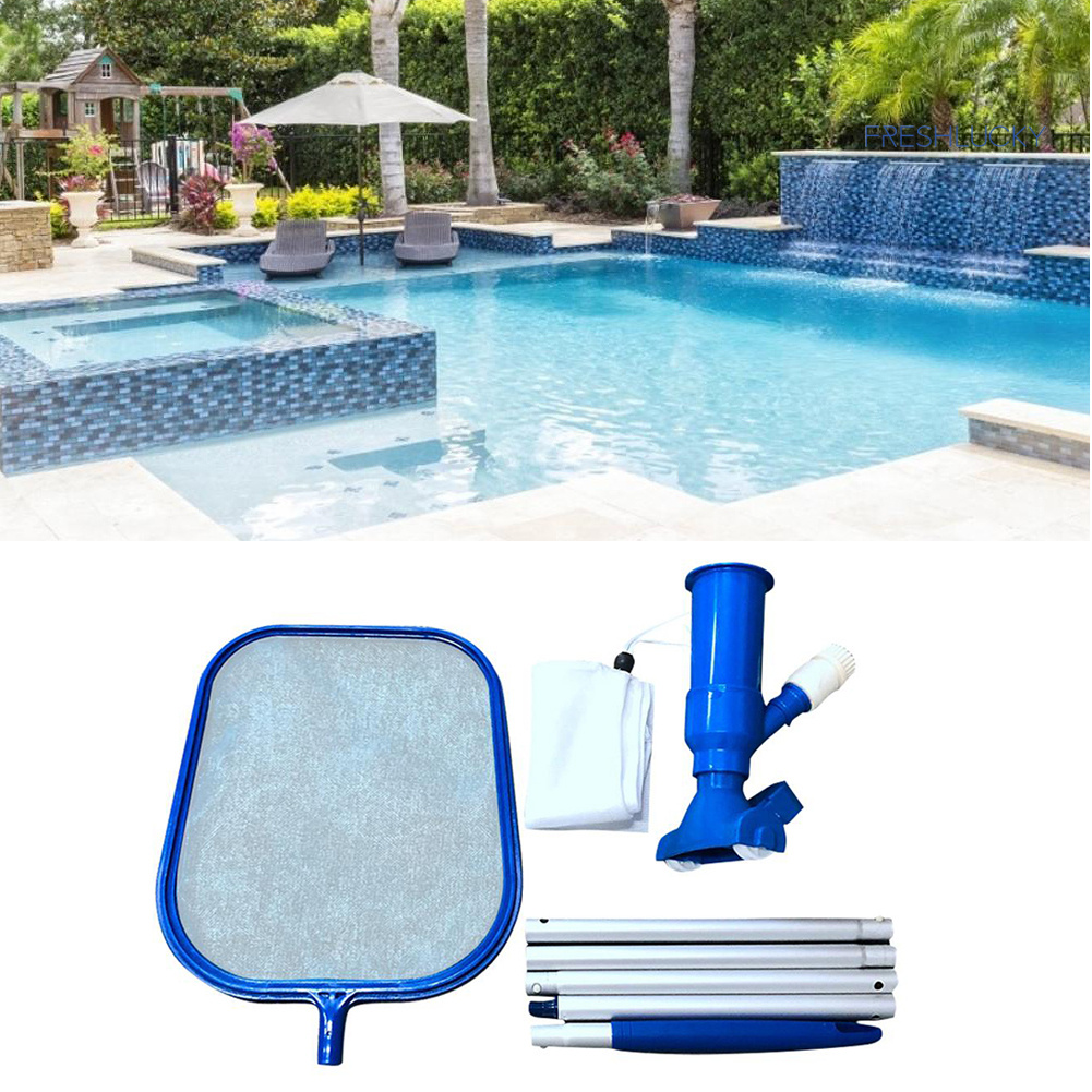 FRE Swimming Pool Vacuum Cleaner Skimmer Net Cleaning Maintenance Tools Kit Set