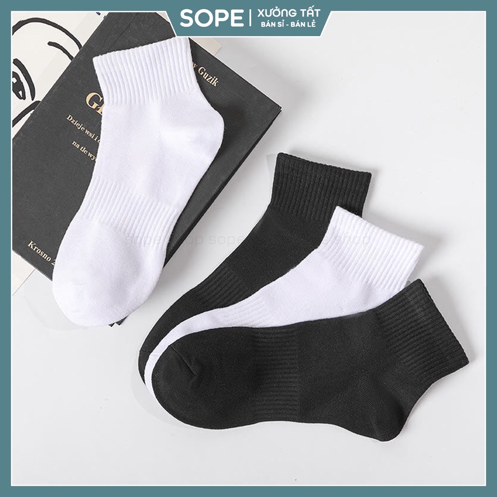 Tất vớ cổ ngắn nam nữ kiểu dáng công sơ, chất liệu vải hàn co giãn bốn chiều - Sope Shop