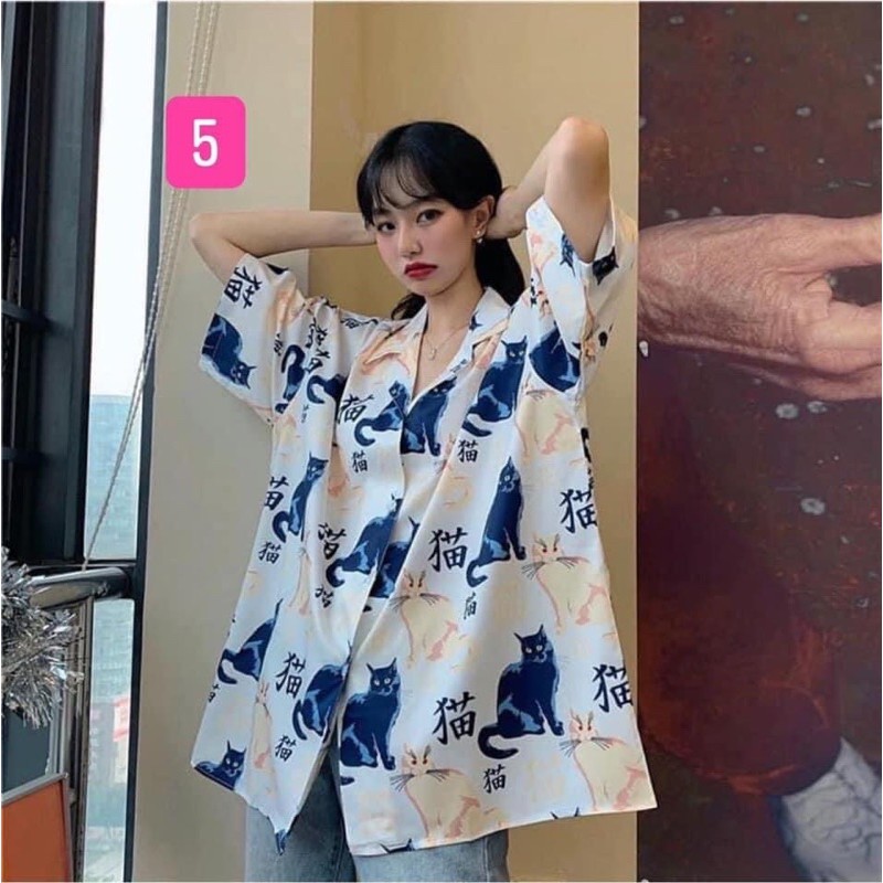 Áo sơ mi hoạ tiết hot trend cá tính cổ sơ mi phom rộng ngắn tay chất liệu mát mẻ loại đẹp phong cách Ulzzang Hàn Quốc | BigBuy360 - bigbuy360.vn