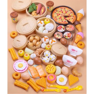 Ảnh thật - Set Nhiều Món Dimsum , Pizza , Bánh , Kem , Chén , Đũa