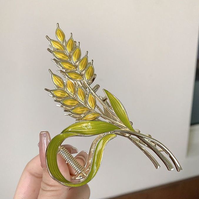 Kẹp Tóc Màu Vàng / Xanh Lá Cỡ Lớn Thời Trang Mùa Hè Tinh Tế Cho Nữ