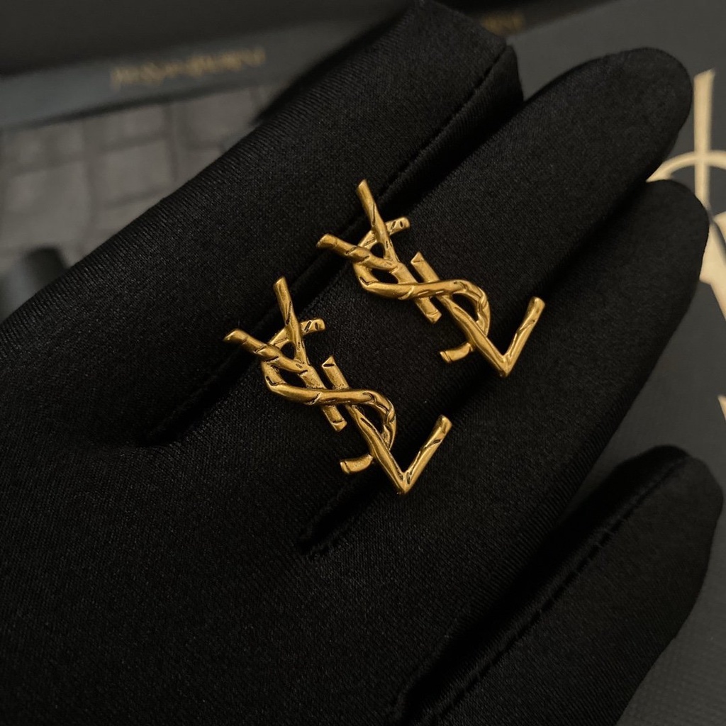 Khuyên Tai Tròn Khắc Chữ YSL Thời Trang Cho Nữ