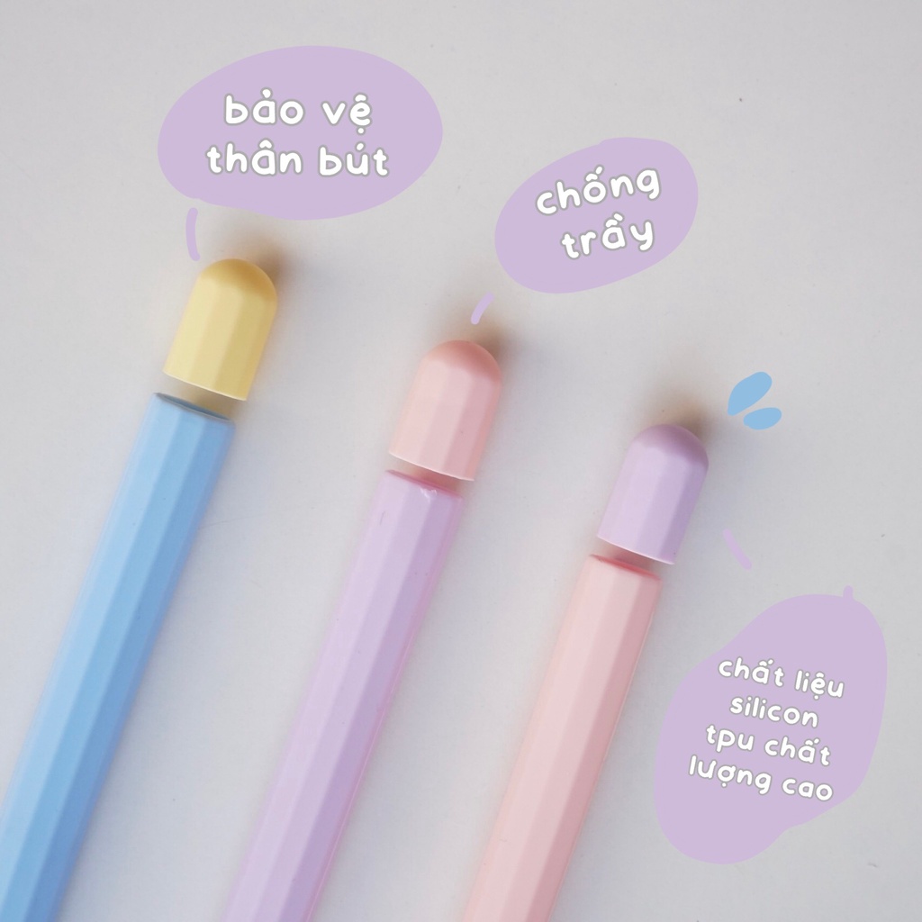Vỏ đựng bảo vệ bút cảm ứng pencil 1/2/cwt chất liệu silicon màu pastel Hàn Quốc