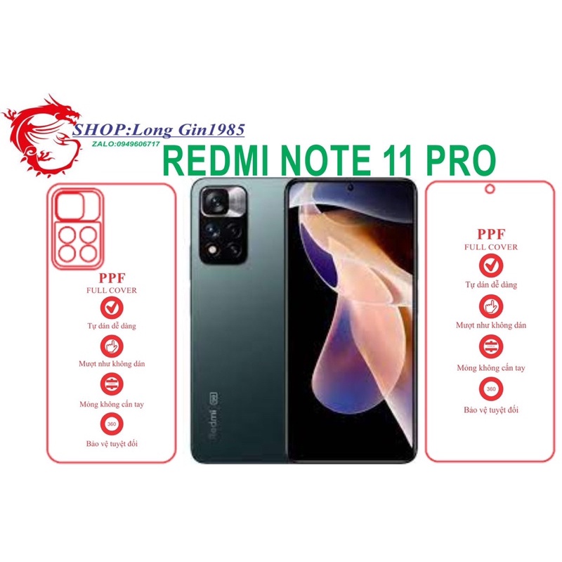Redmi Note 11 Pro miếng dán trong Ppf mặt sau và mặt trước chống va đập chống trầy xước