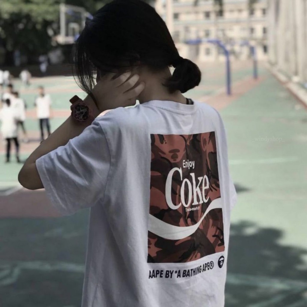 Áo Thun Nữ Tay Ngắn 100% Cotton Form Rộng Unisex Coke