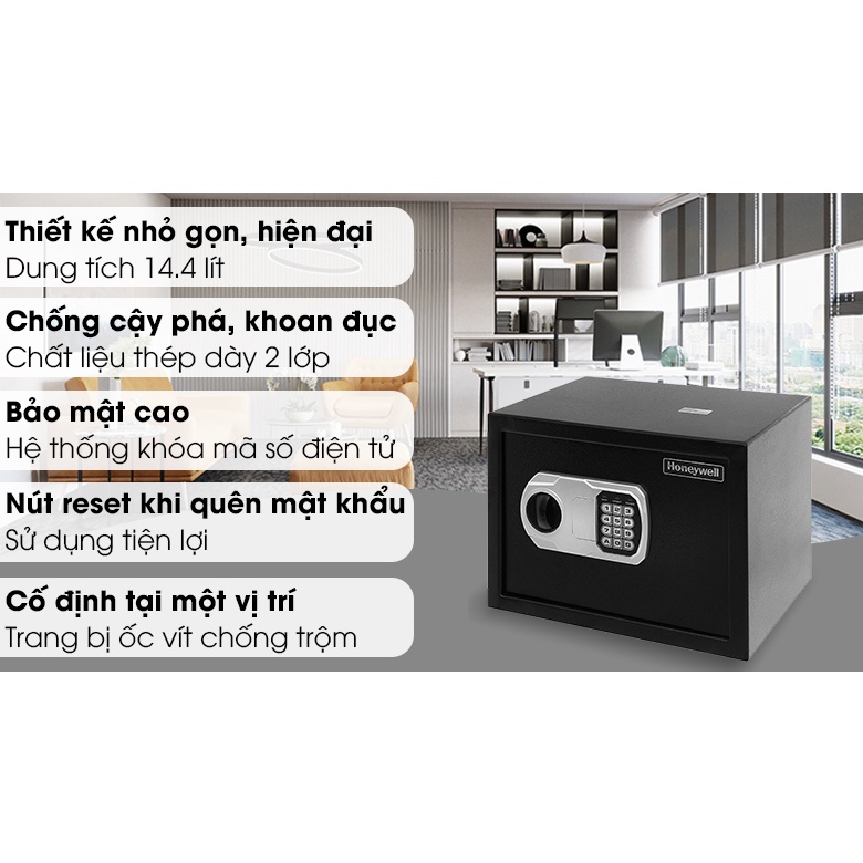 Két sắt điện tử mini nhập khẩu Honeywell 5110, két sắt gia đình, khách sạn chống trộm,chính hãng bảo hành 2 năm