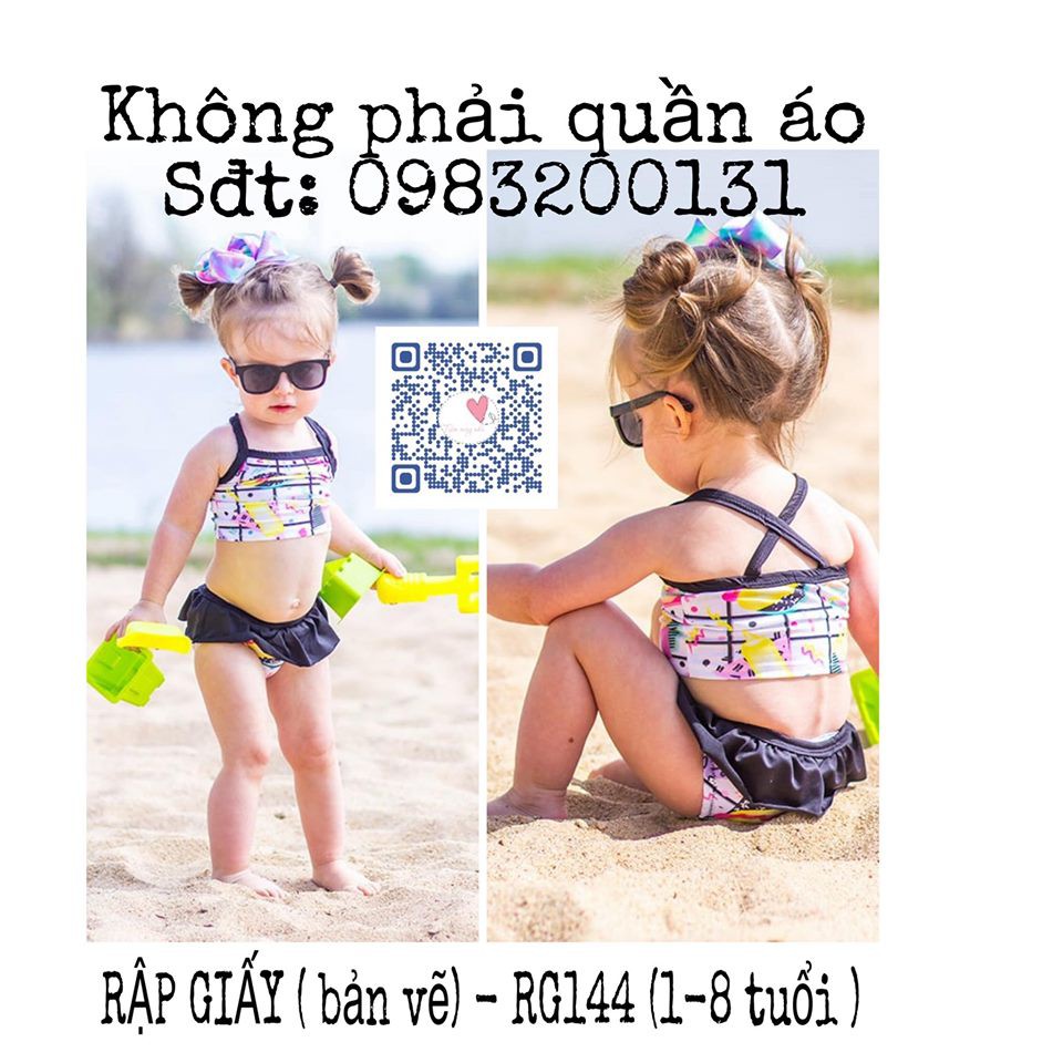 RG144_Rập giấy may đồ bơi bé gái