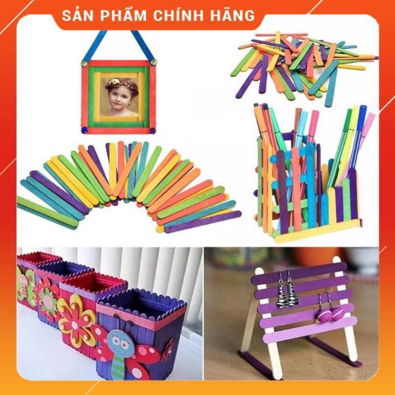 [ Bán Chạy ]  50 que kem gỗ màu 12.5cm