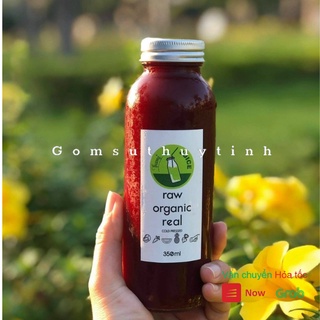 Chai thủy tinh/ Bình thủy tinh tròn nắp nhôm xoáy vặn 300ml đựng nước ép, detox