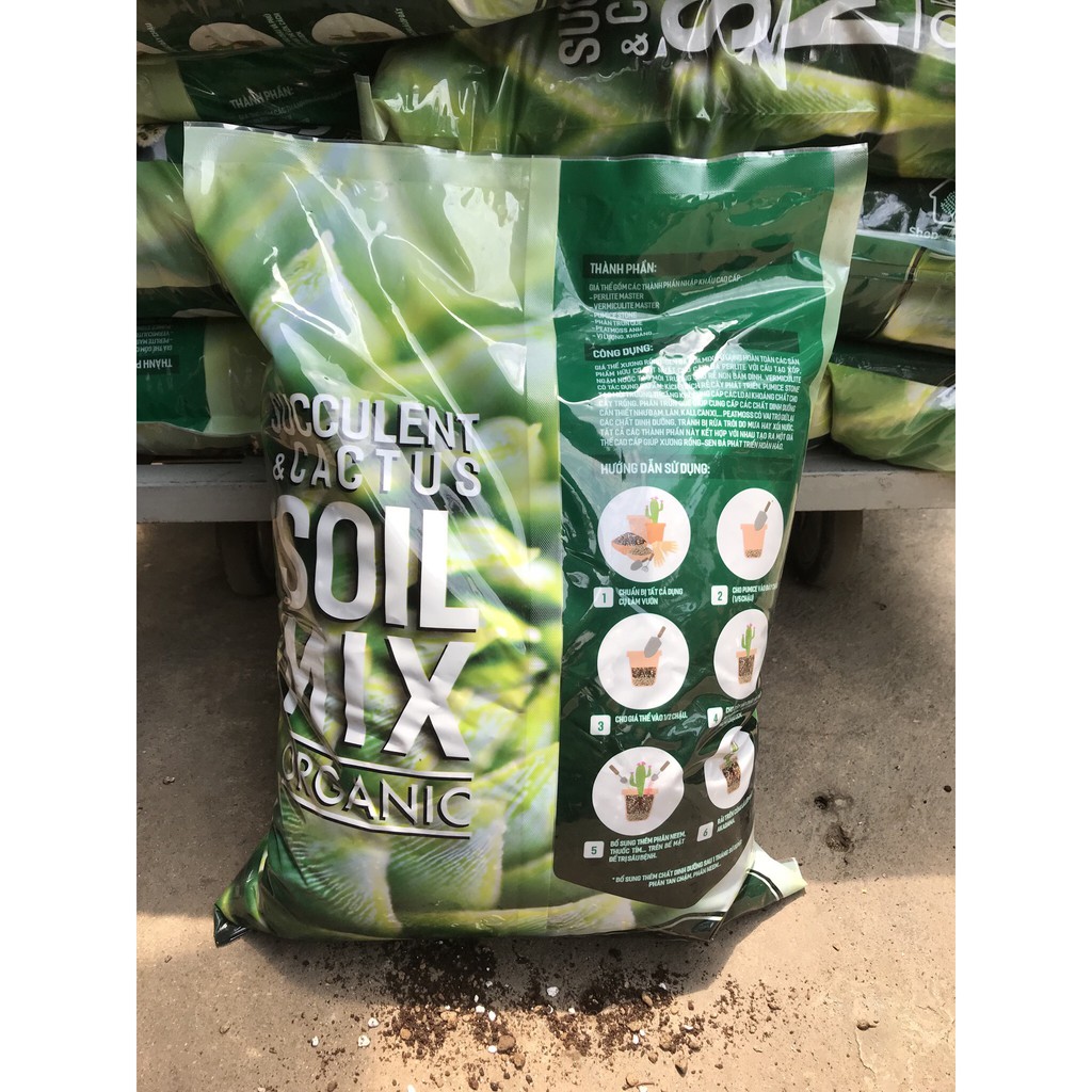Bao 6kg Soil mix BA đất trộn hữu cơ chuyên trồng sen đá xương rồng, Soil Mix BA 6kg