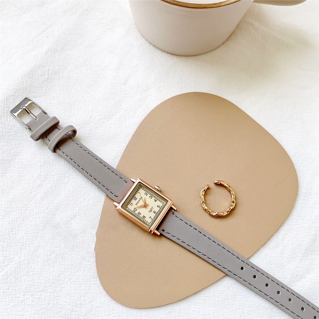 Đồng hồ nữ chính hãng đeo tay dây da mặt vuông đẹp giá rẻ LaCy Watch DHJI0009